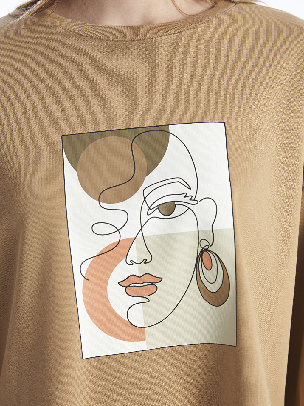 Crew Neck Printed Long Sleeve Oversize Women's Sweatshirt-3