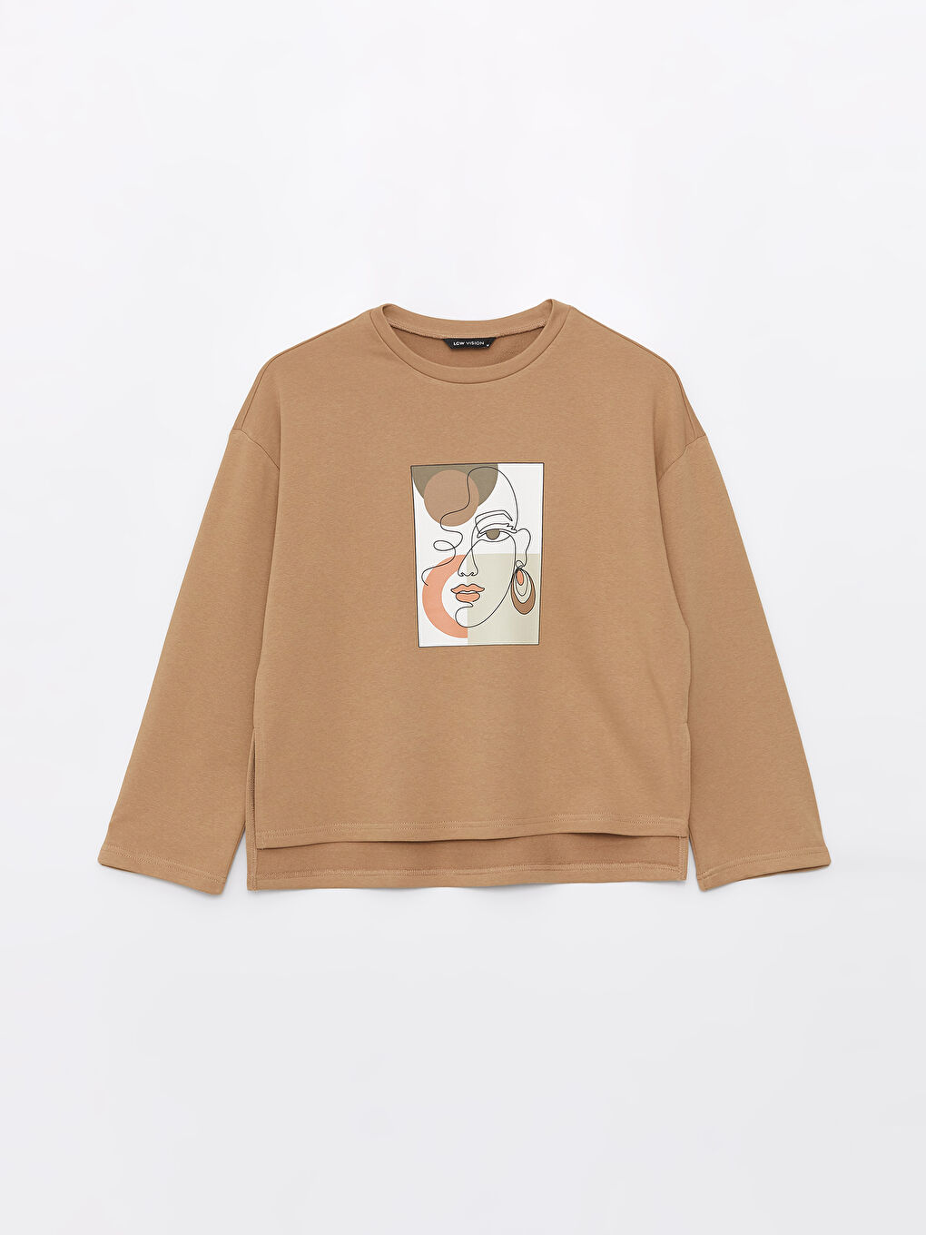 Crew Neck Printed Long Sleeve Oversize Women's Sweatshirt-5