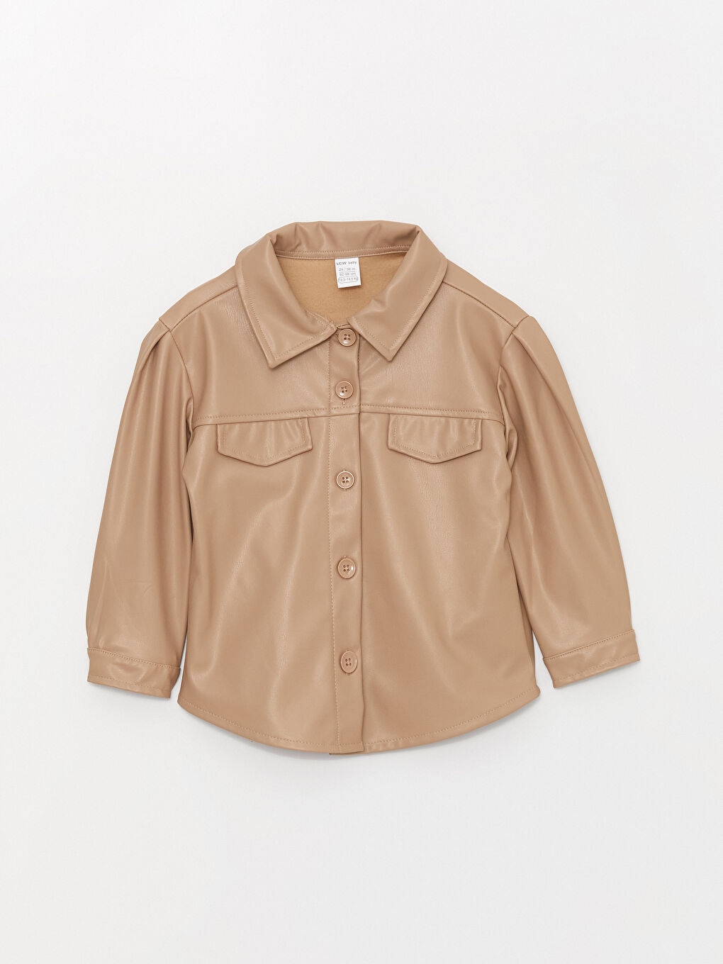 Bej Kız Bebek Deri Görünümlü Gömlek-2
