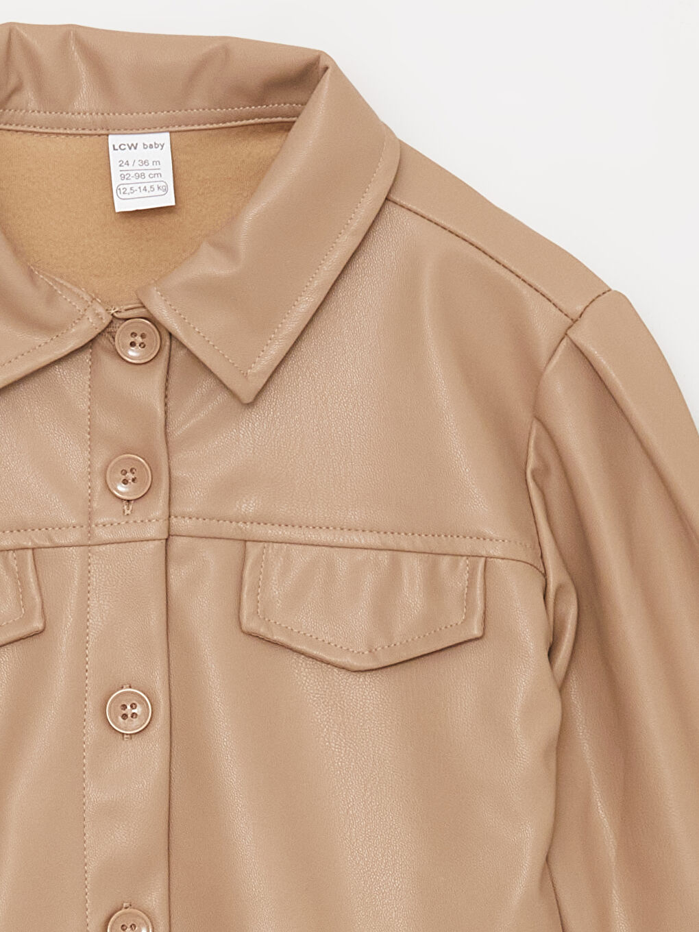 Bej Kız Bebek Deri Görünümlü Gömlek-3