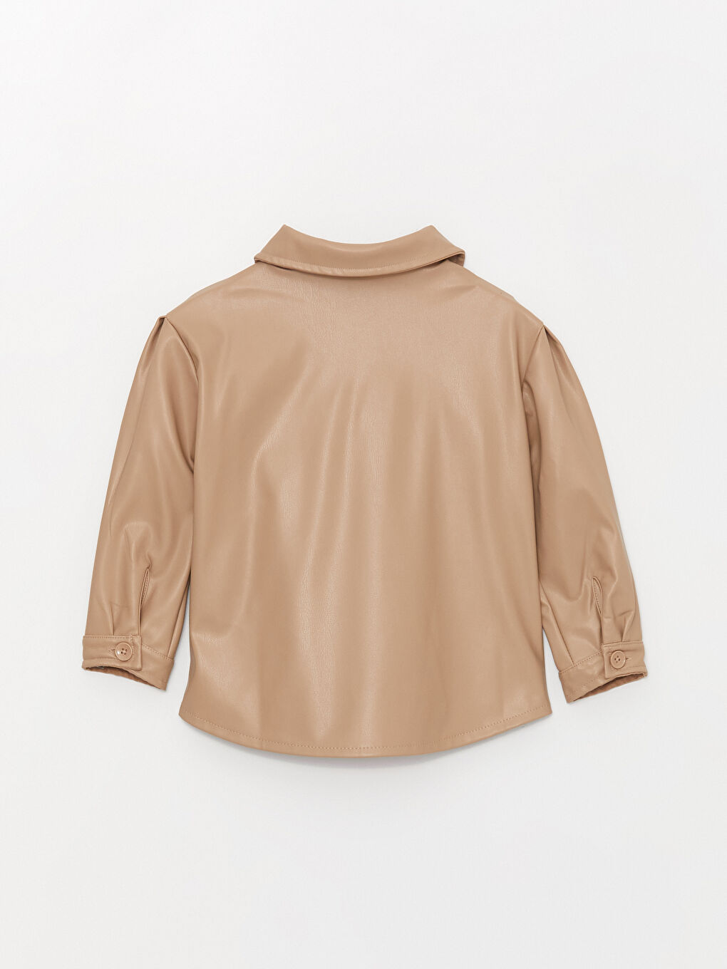 Bej Kız Bebek Deri Görünümlü Gömlek-4