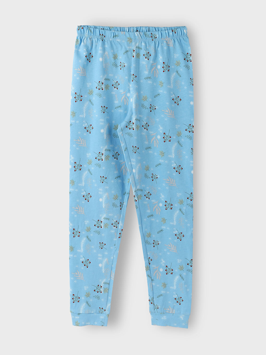 طقم بيجامة للبنات ياقة دائرية كم طويل مطبوع-4