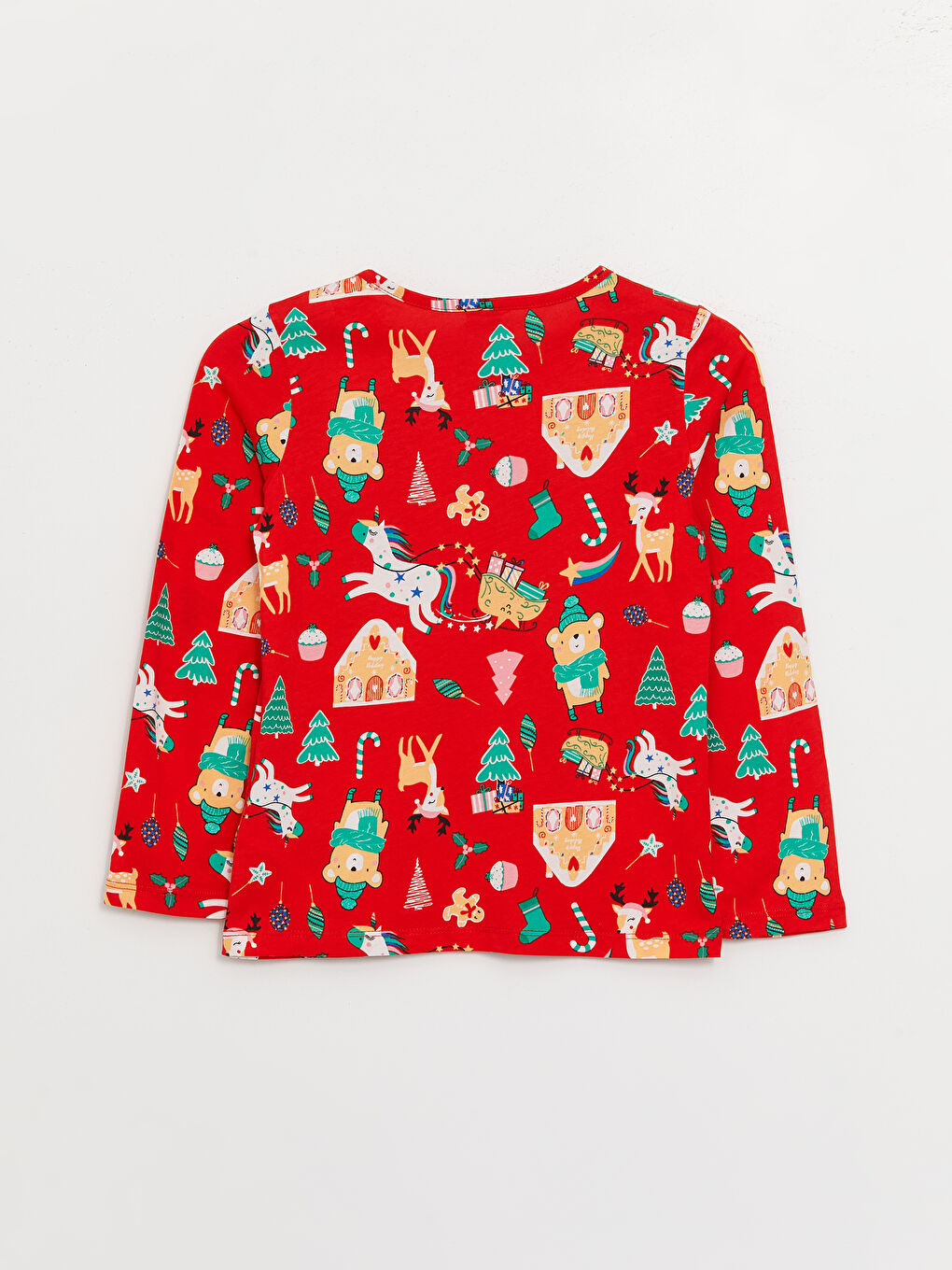 Ensemble de pyjama fille à thème de Noël col rond manches longues-2