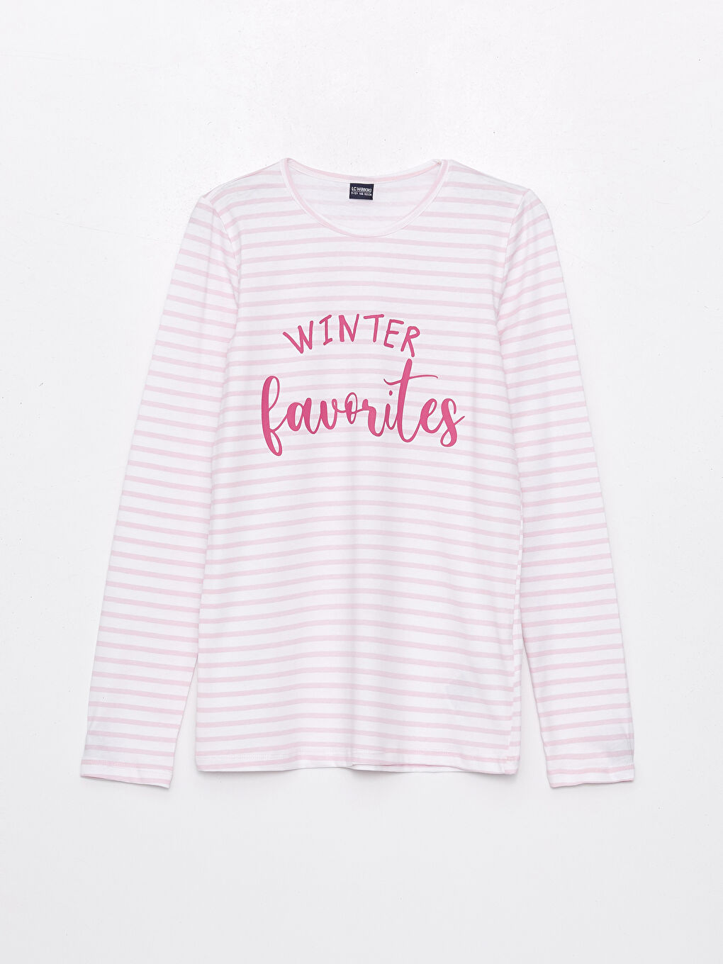 Crew Neck Striped Long Sleeve Girl's Pajama Set-1