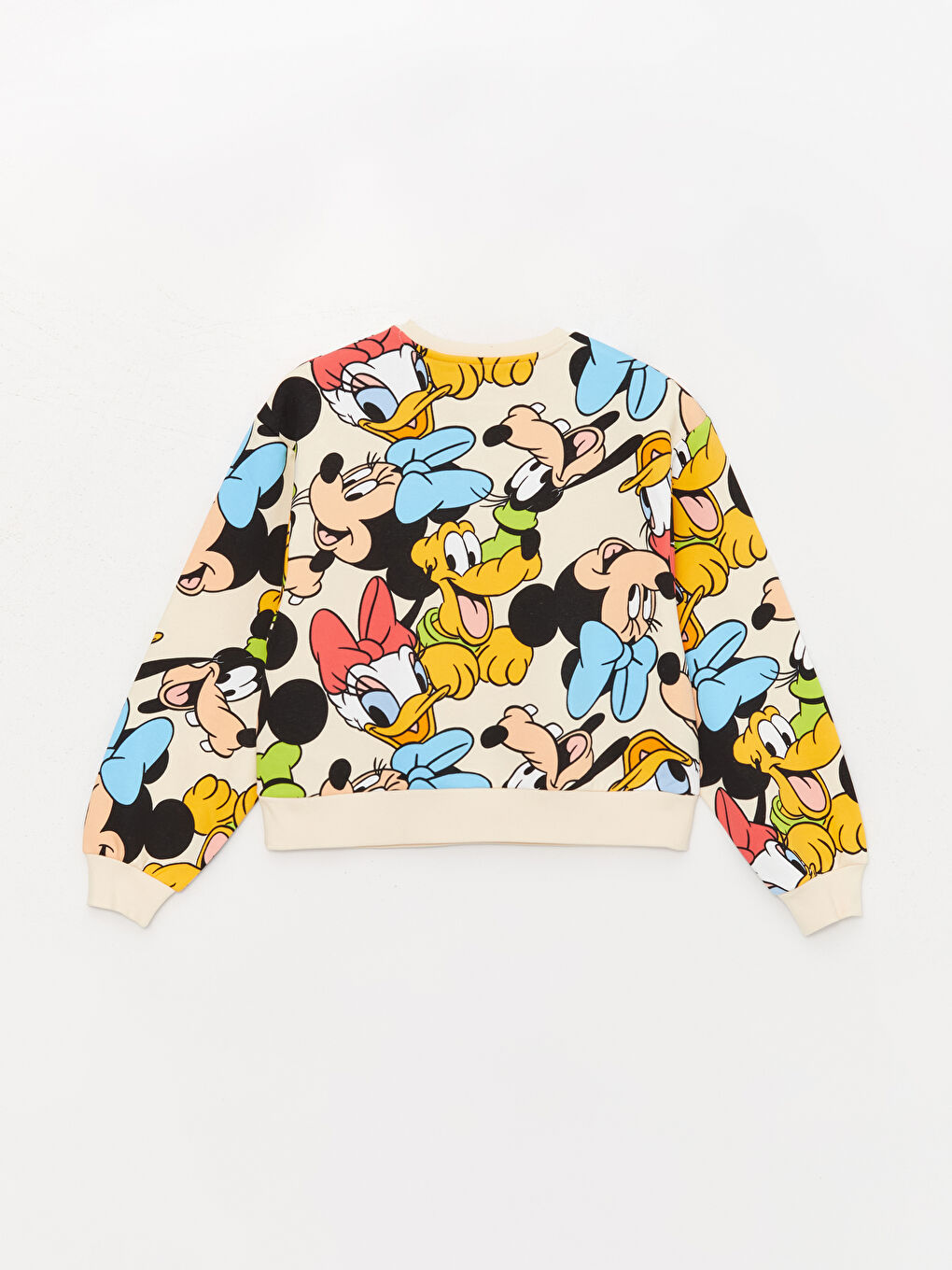 XSIDE Ekru Bisiklet Yaka Mickey ve Arkadaşları Baskılı Kadın Kalın Sweatshirt - 7