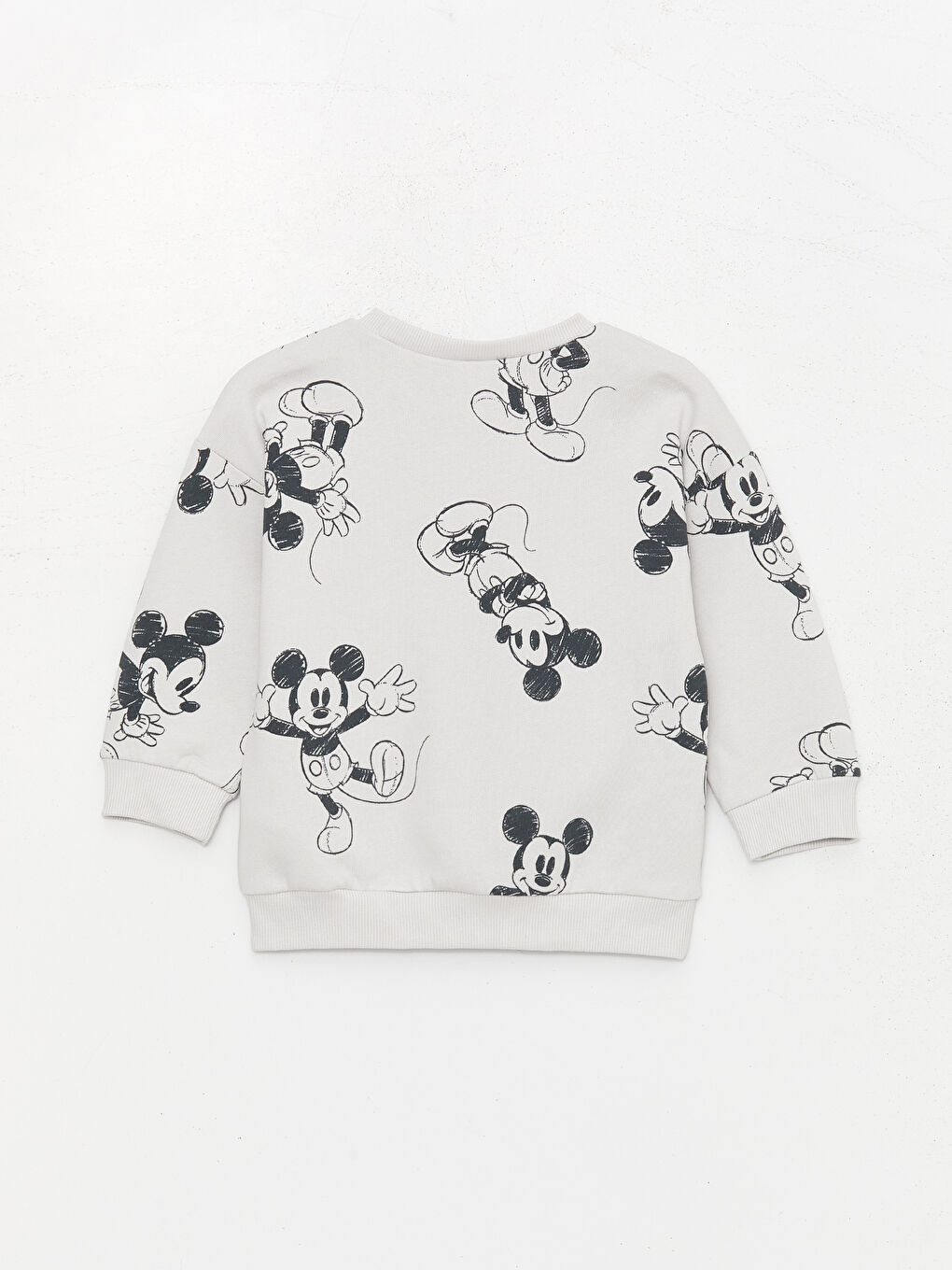 LCW baby Açık Gri Baskılı Bisiklet Yaka Uzun Kollu Mickey Mouse Baskılı Erkek Bebek Sweatshirt - 1