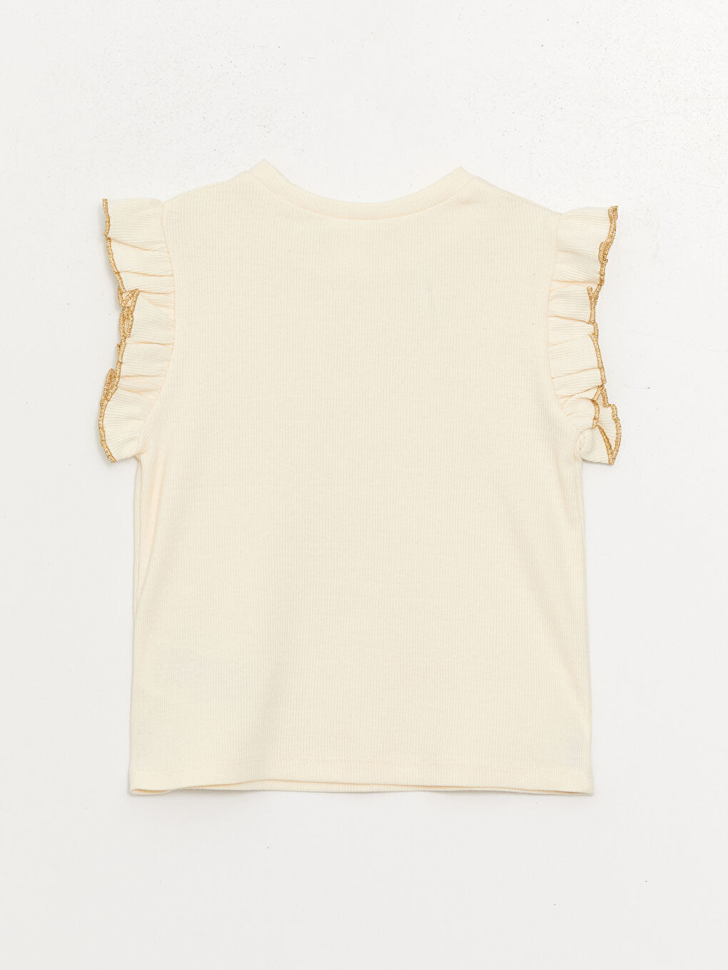 Ekru Bisiklet Yaka Baskılı Kız Bebek Atlet-1