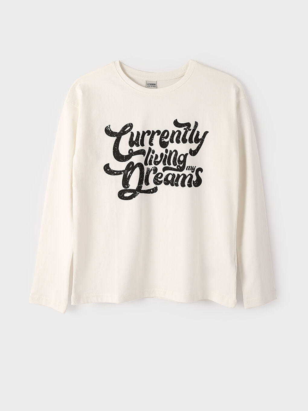 Crew Neck Printed Long Sleeve Girls' T-Shirt