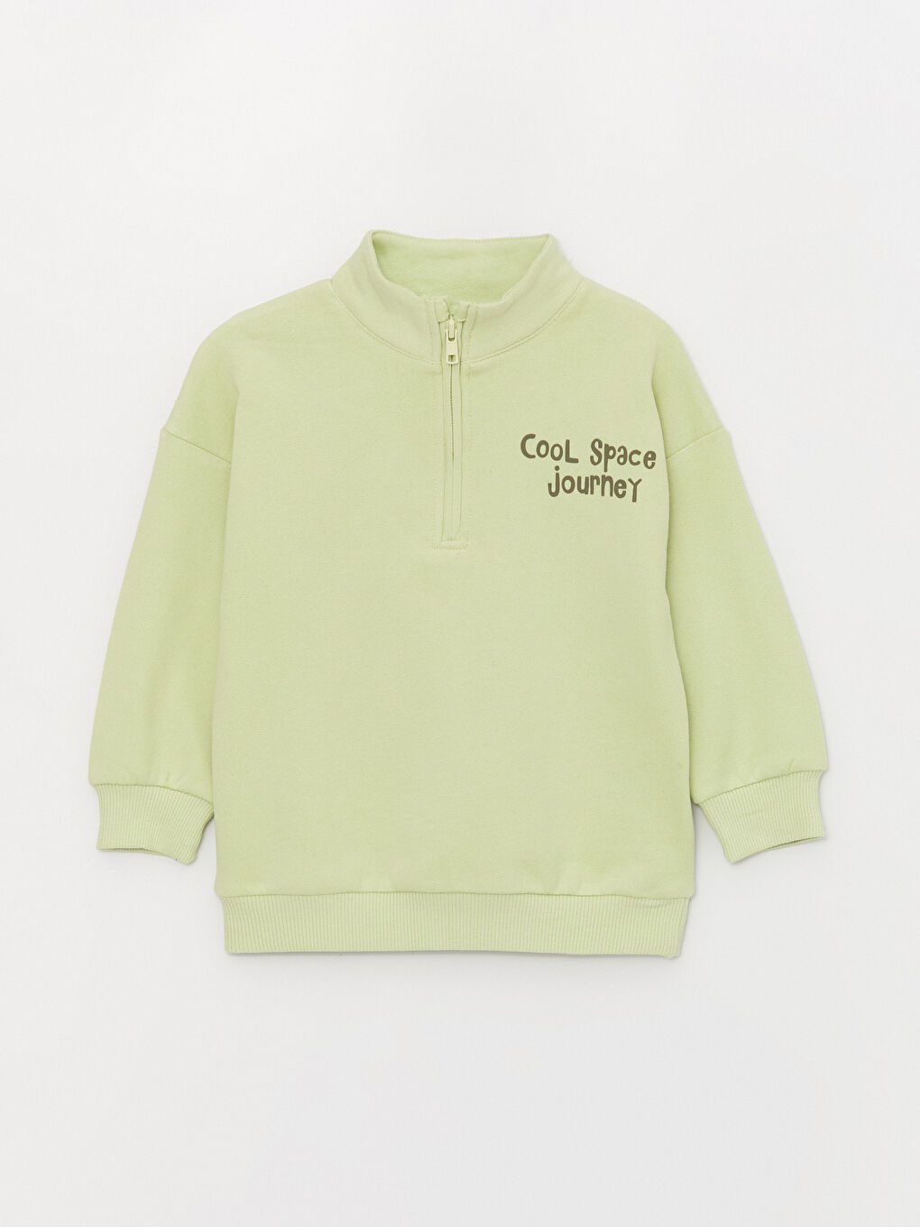 LCW baby Pastel Yeşil Dik Yaka Uzun Kollu Baskılı Erkek Bebek Sweatshirt