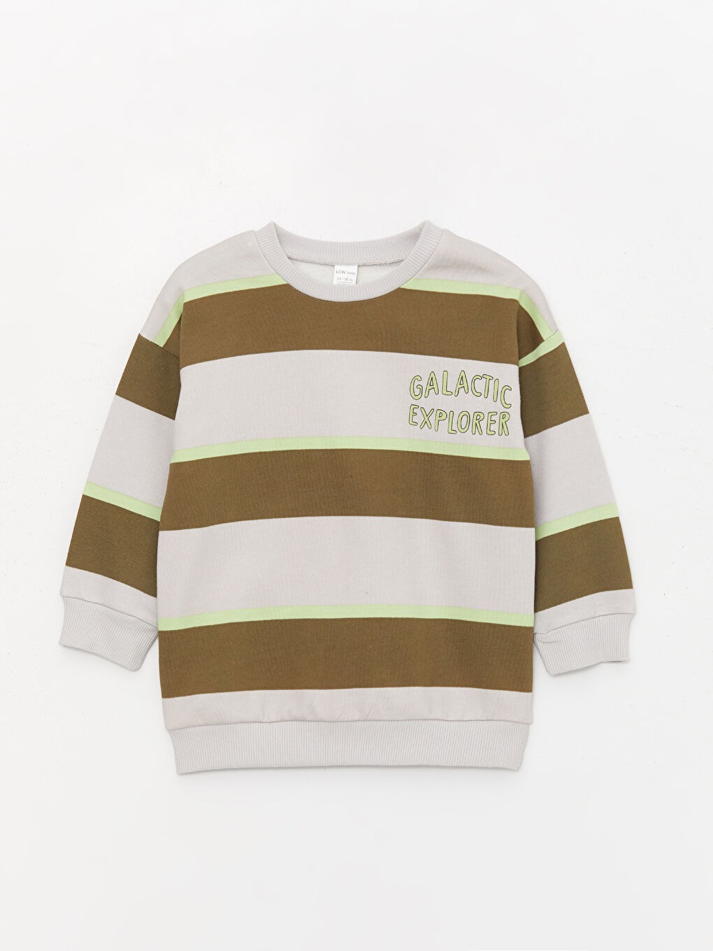 LCW baby Gri Baskılı Bisiklet Yaka Uzun Kollu Çizgili Erkek Bebek Sweatshirt