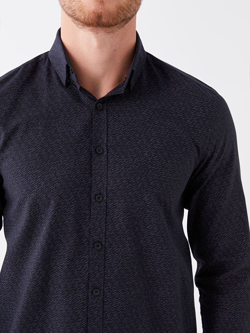 Рубашка Мужская Слим Фит С Длинным Рукавом Узорчатая Твиловая-3