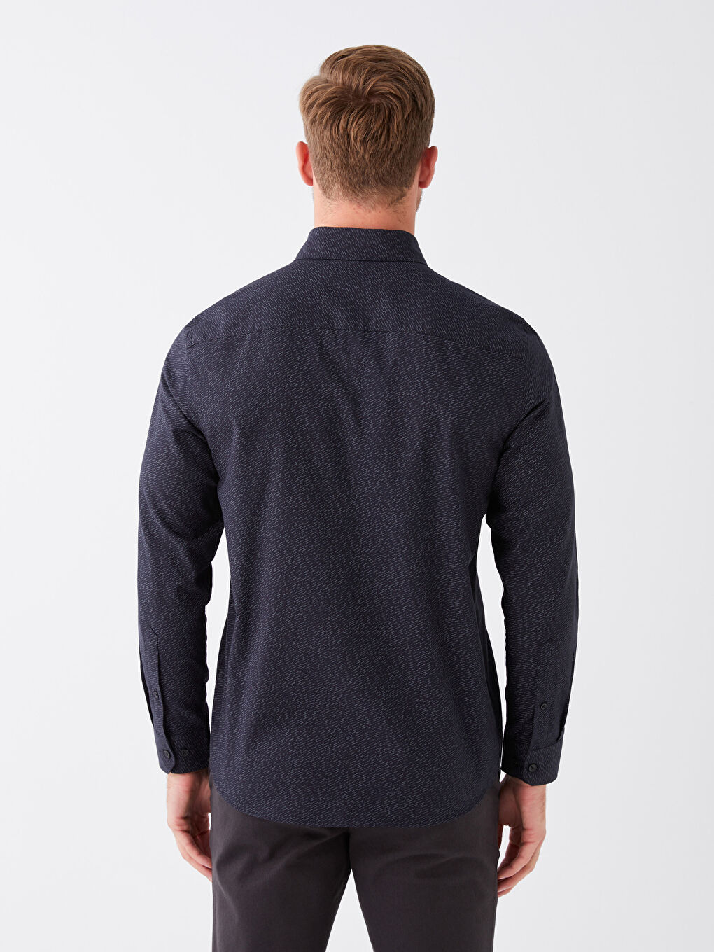 Рубашка Мужская Слим Фит С Длинным Рукавом Узорчатая Твиловая-4