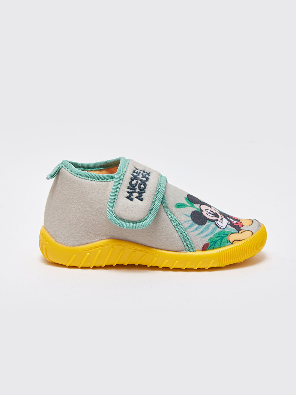 Bej Mickey Mouse Baskılı Erkek Bebek Panduf-1