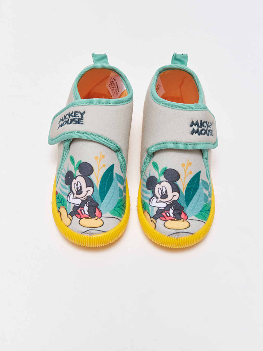 Bej Mickey Mouse Baskılı Erkek Bebek Panduf-2