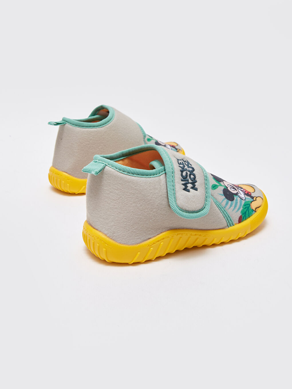 Bej Mickey Mouse Baskılı Erkek Bebek Panduf-4