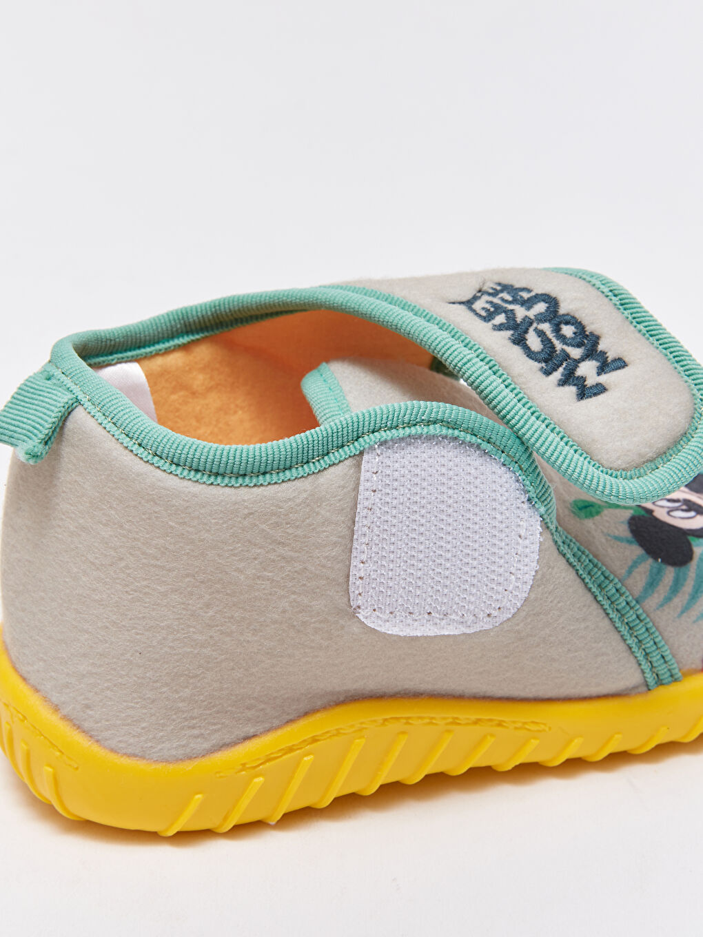 Bej Mickey Mouse Baskılı Erkek Bebek Panduf-5