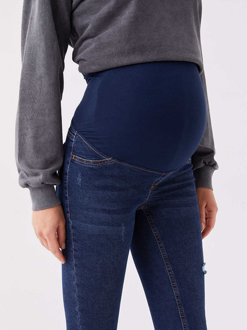 LCWAIKIKI Maternity Koyu Rodeo Karın Panelli Mercury Skinny Fit Hamile Jean Pantolon - 2