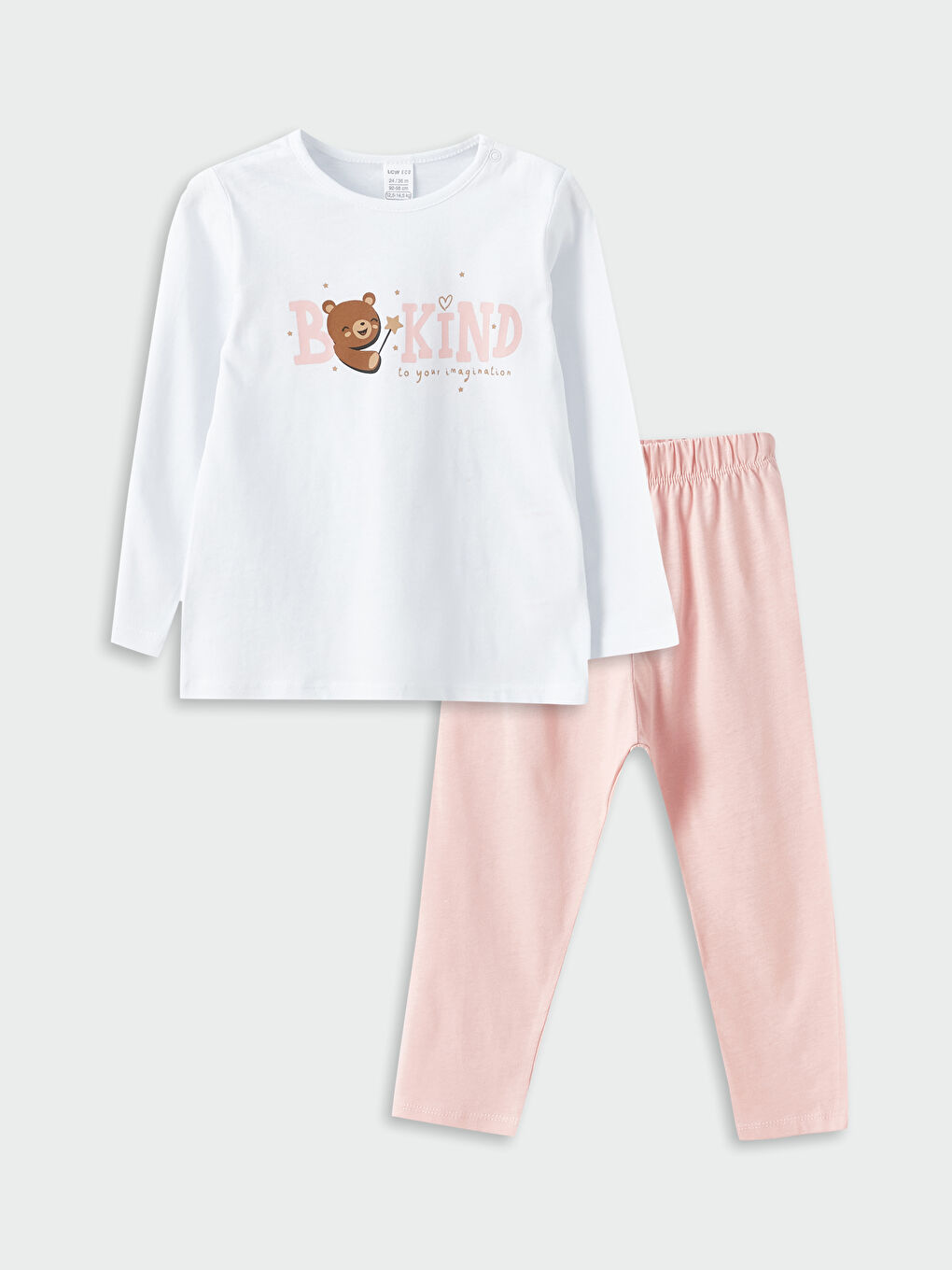LCW baby Crew Neck Printed Baby Girls' Pyjama Set -W3CV55Z1-CUE