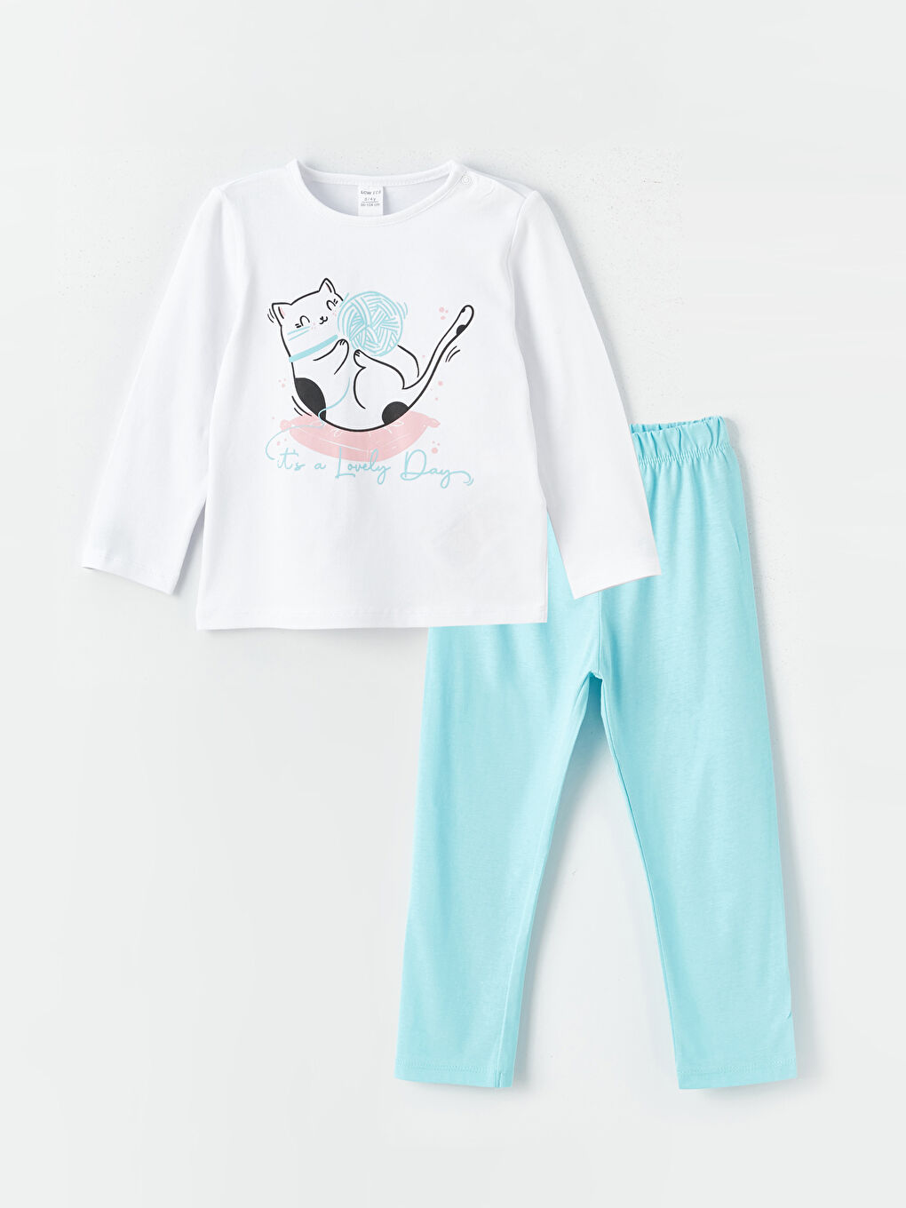 Crew Neck Printed Baby Girls' Pyjama Set