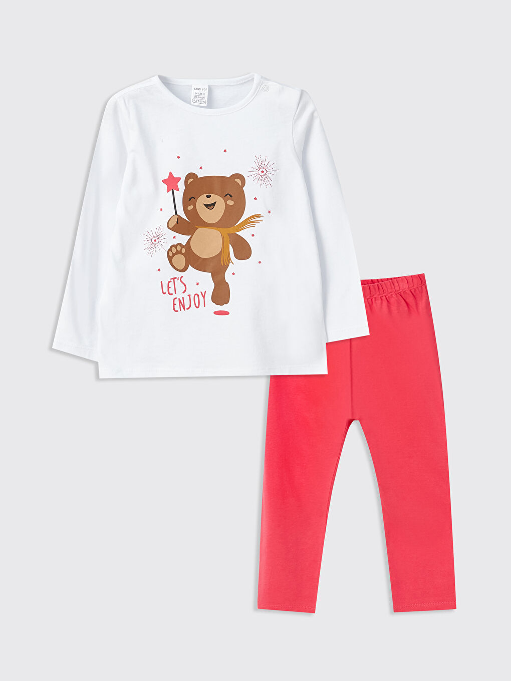 Crew Neck Printed Baby Girls' Pyjama Set