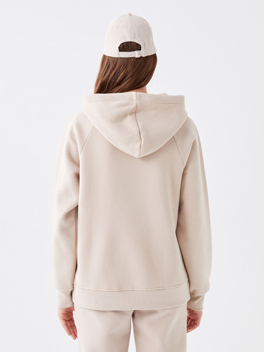 LCW Vision Gri Düz Oversize Kadın Kalın Hoodie - 6