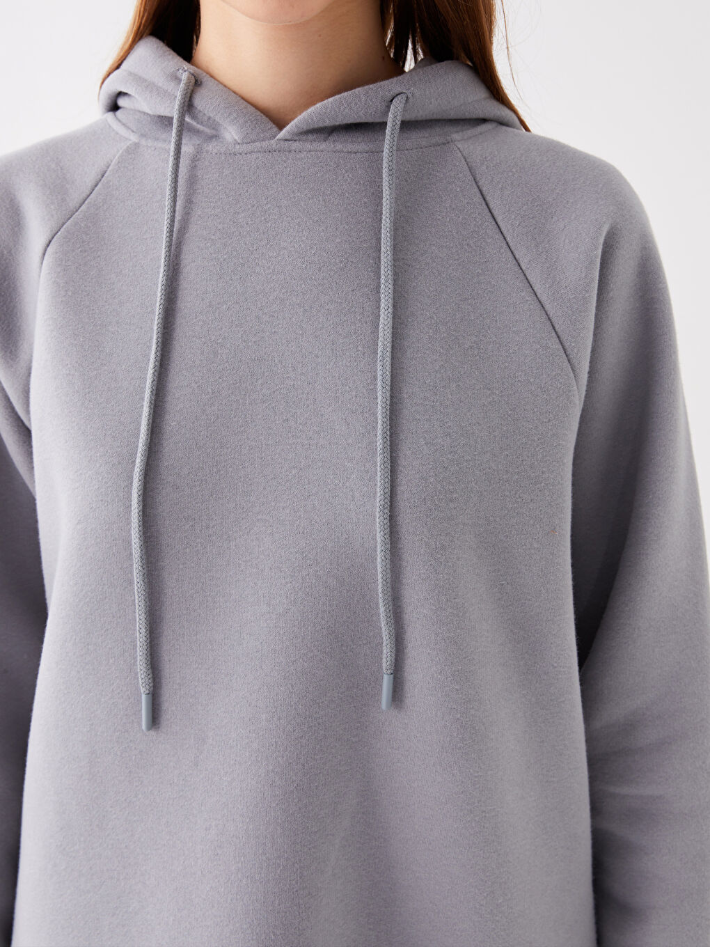 LCW Vision Gri Düz Oversize Kadın Hoodie - 3