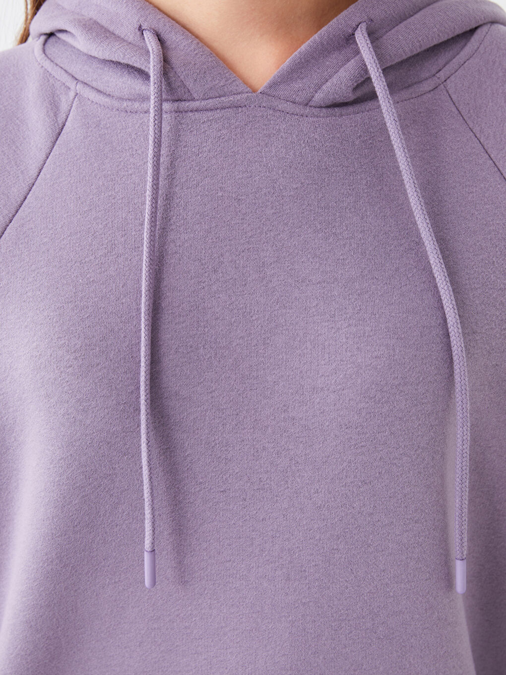 LCW Vision Mat Mor Düz Oversize Kadın Hoodie - 3