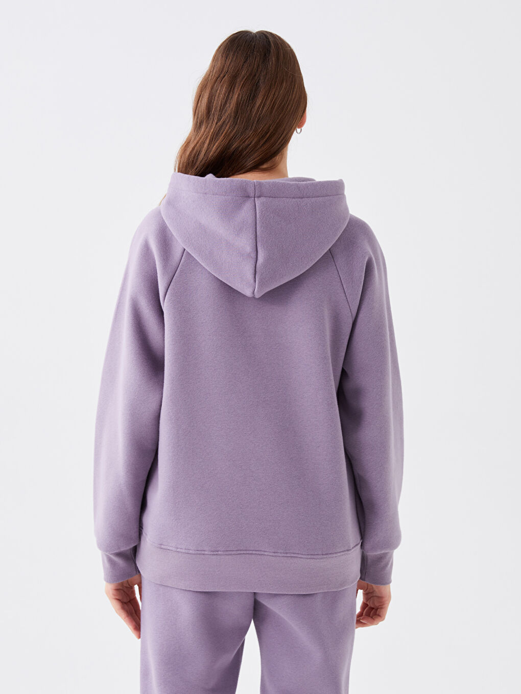 LCW Vision Mat Mor Düz Oversize Kadın Hoodie - 4