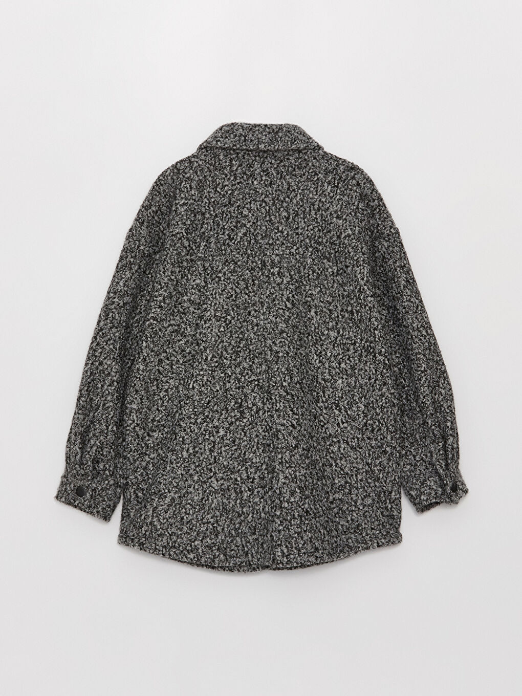 Antrasit Kadın Gömlek Yaka Düz Teddy Kaban-7