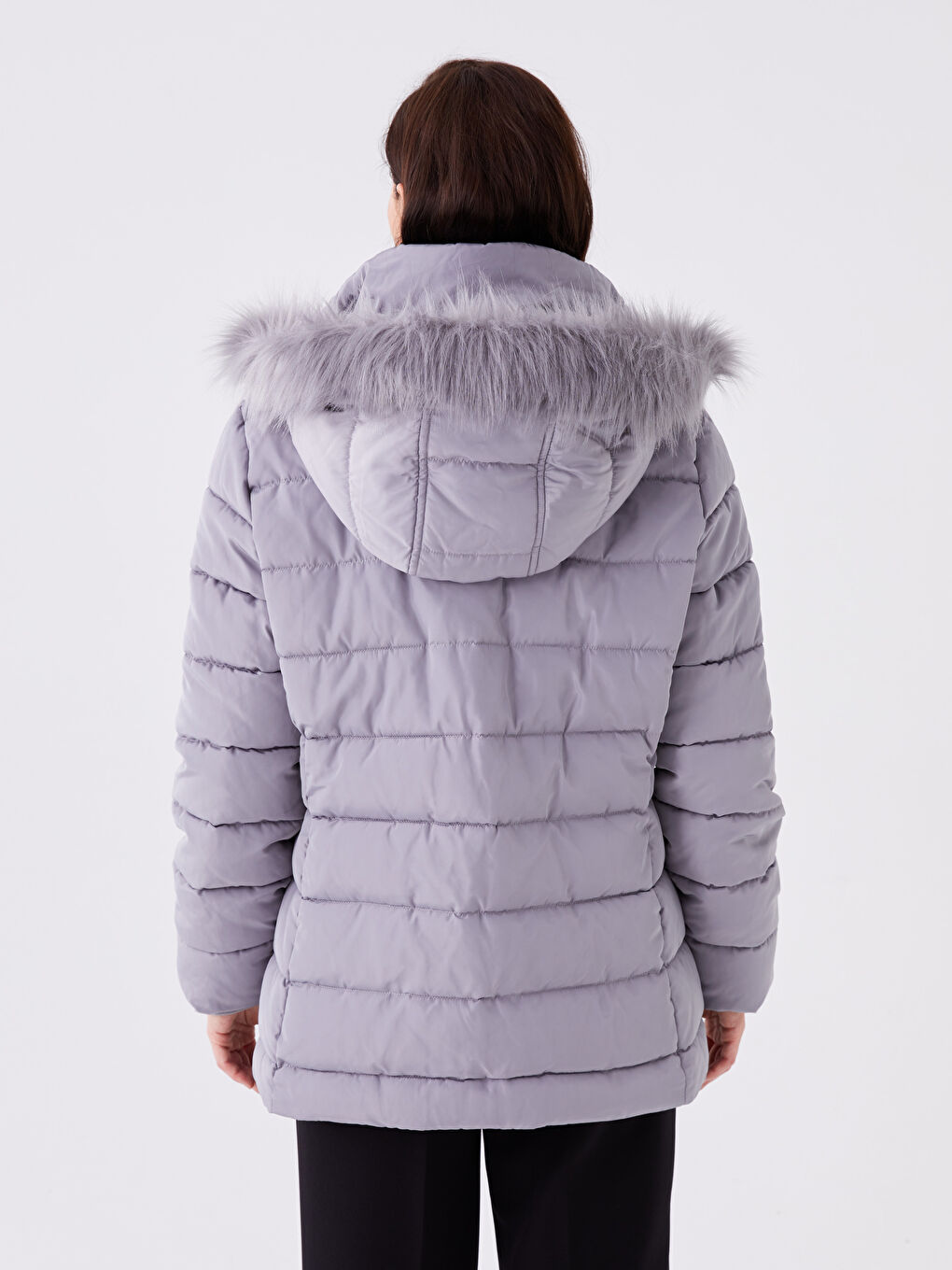 Women's Hooded Plain Puffer Coat-5