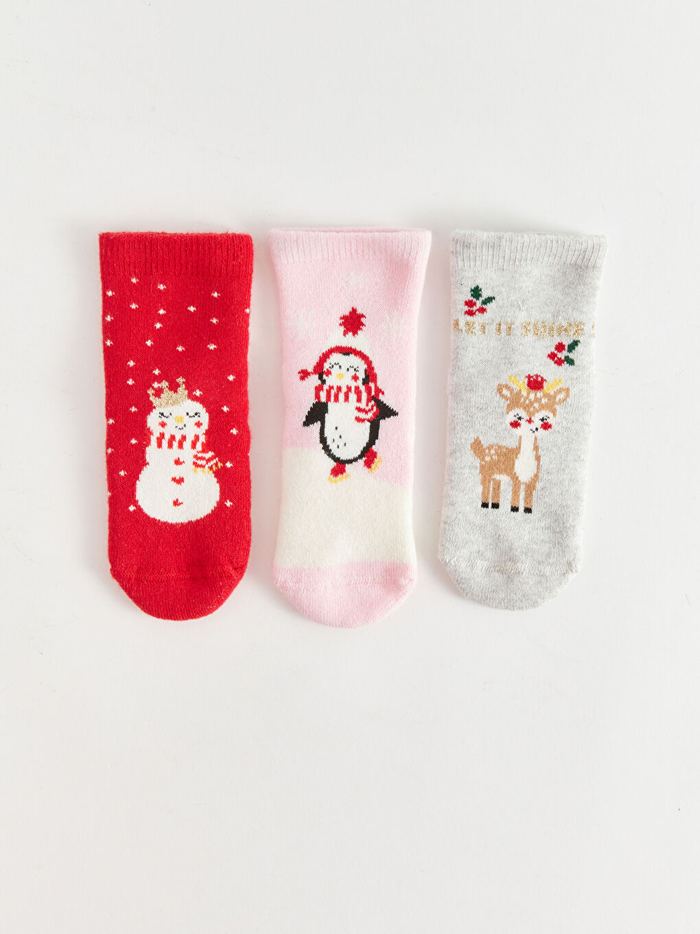 LCW baby Christmas Themed Baby Girls' Ankle Socks 3-pack -W3DA02Z1-HC3