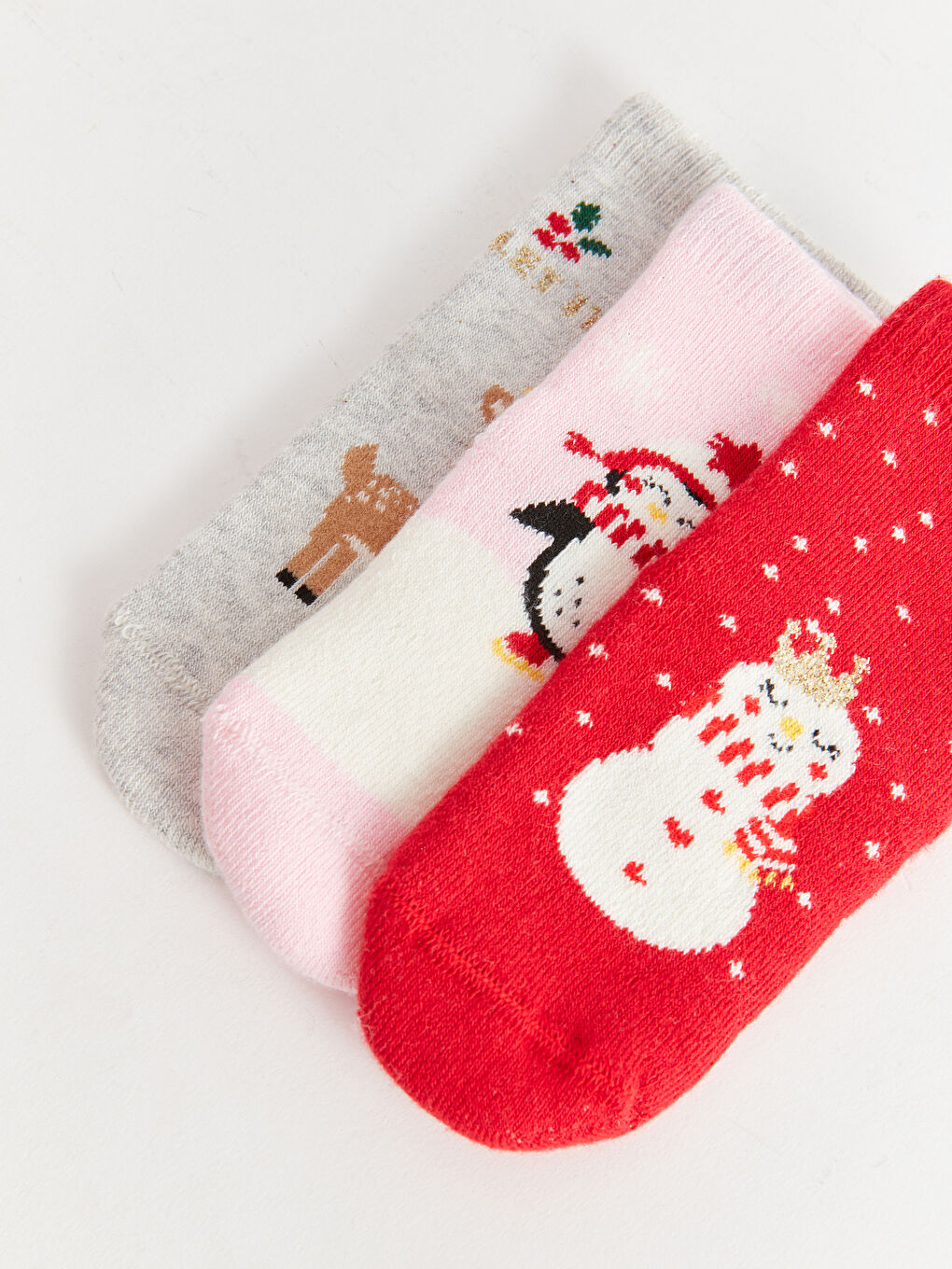 LCW baby Christmas Themed Baby Girls' Ankle Socks 3-pack -W3DA02Z1-HC3