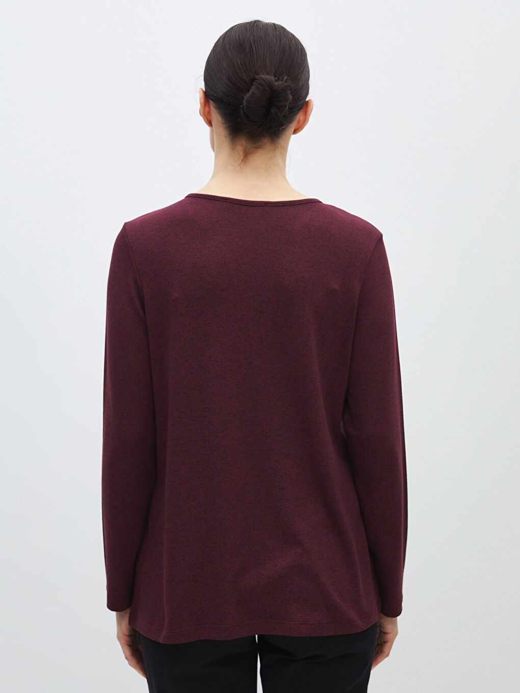 بلوزة كم طويل مطبوعة بياقة دائرية للسيدات-4