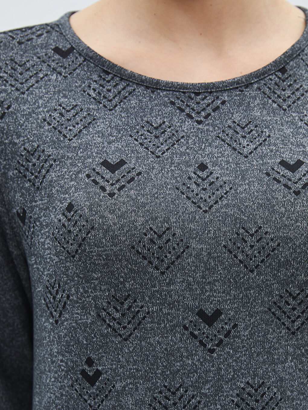 Blouse à Manches Longues Imprimée à Col Rond pour Femmes-3