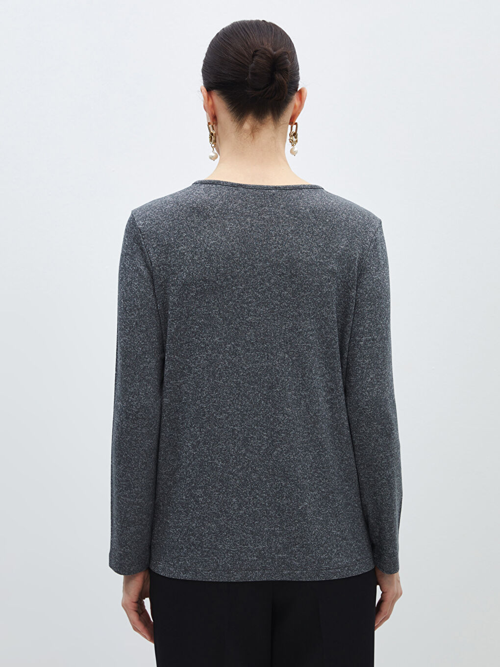 Blouse à Manches Longues Imprimée à Col Rond pour Femmes-4