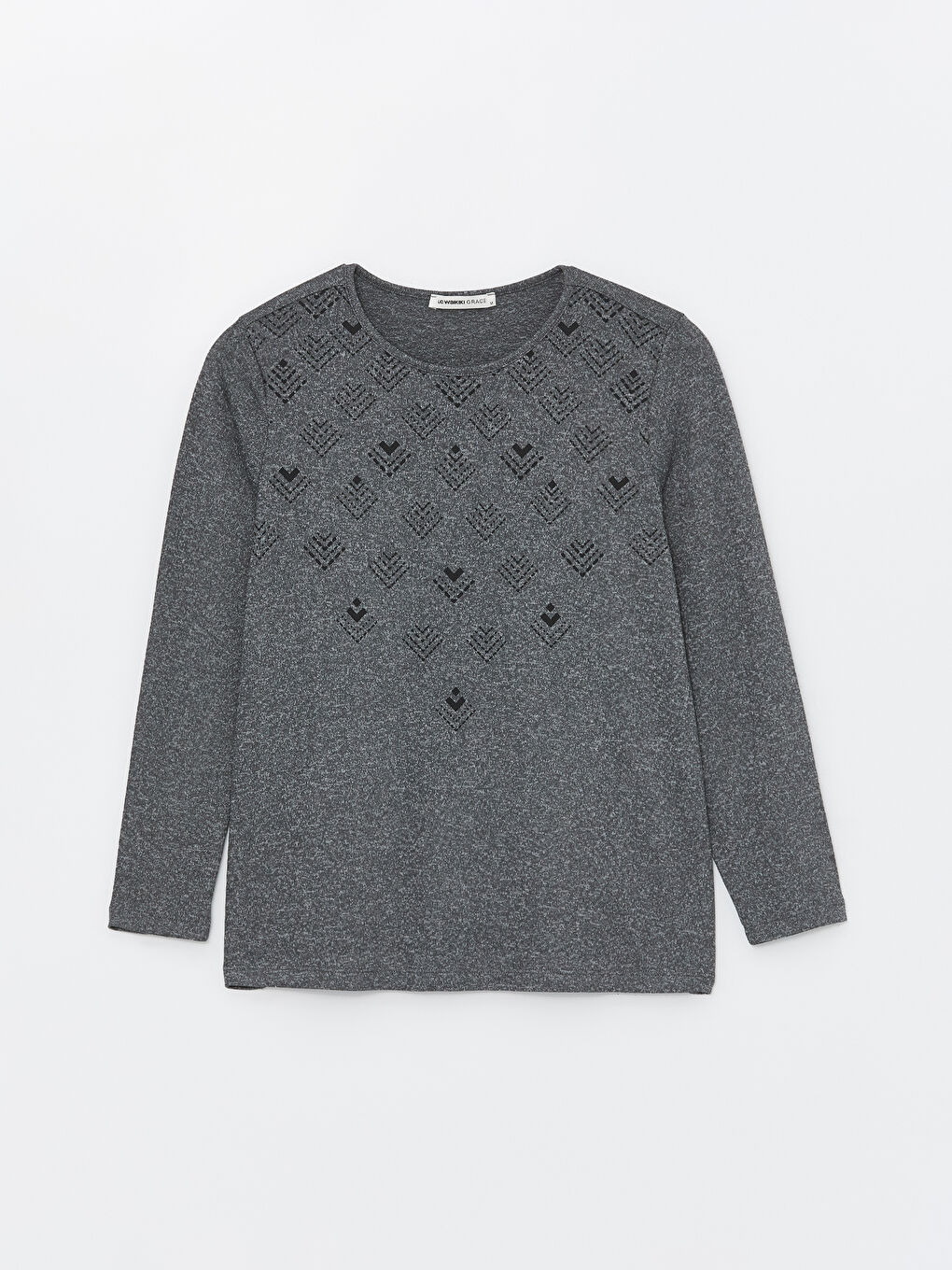 Blouse à Manches Longues Imprimée à Col Rond pour Femmes-5
