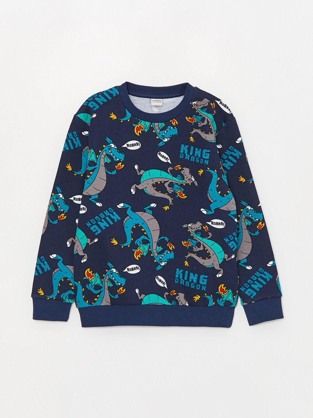 LCW Kids Lacivert Baskılı Bisiklet Yaka Baskılı Uzun Kollu Erkek Çocuk Sweatshirt - 2