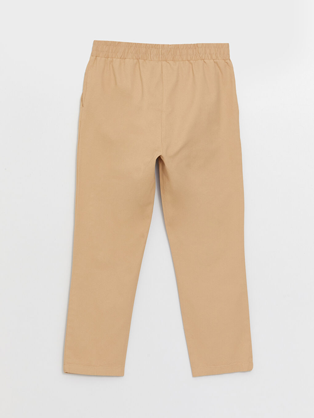 Bej Beli Lastikli Rahat Kalıp Kadın Pantolon-6