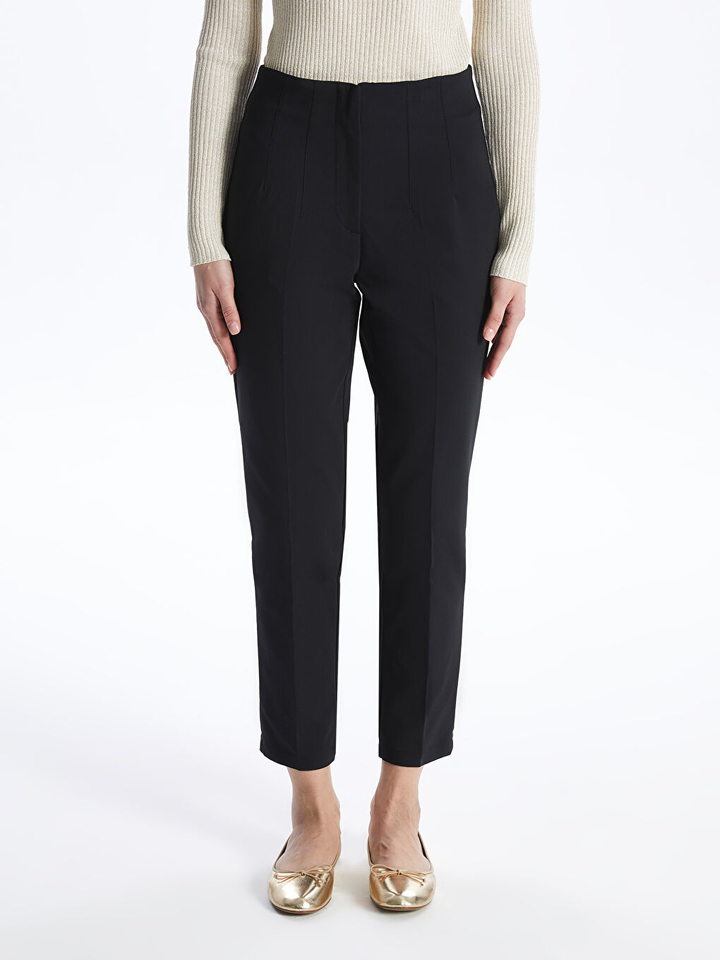 بنطلون وسط عالي بقصة كاروت للسيدات-2