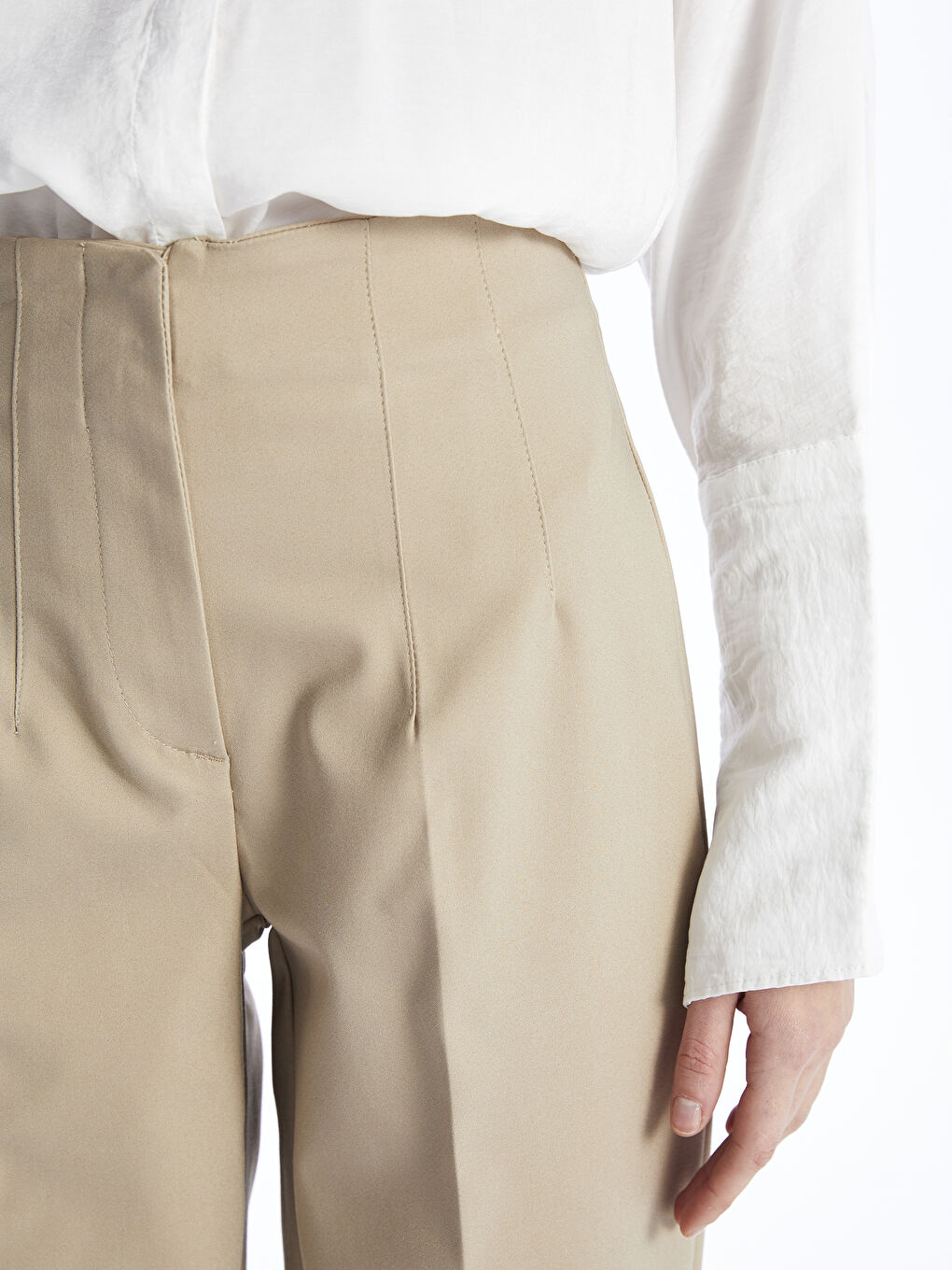 بنطلون وسط عالي بقصة كاروت للسيدات-1