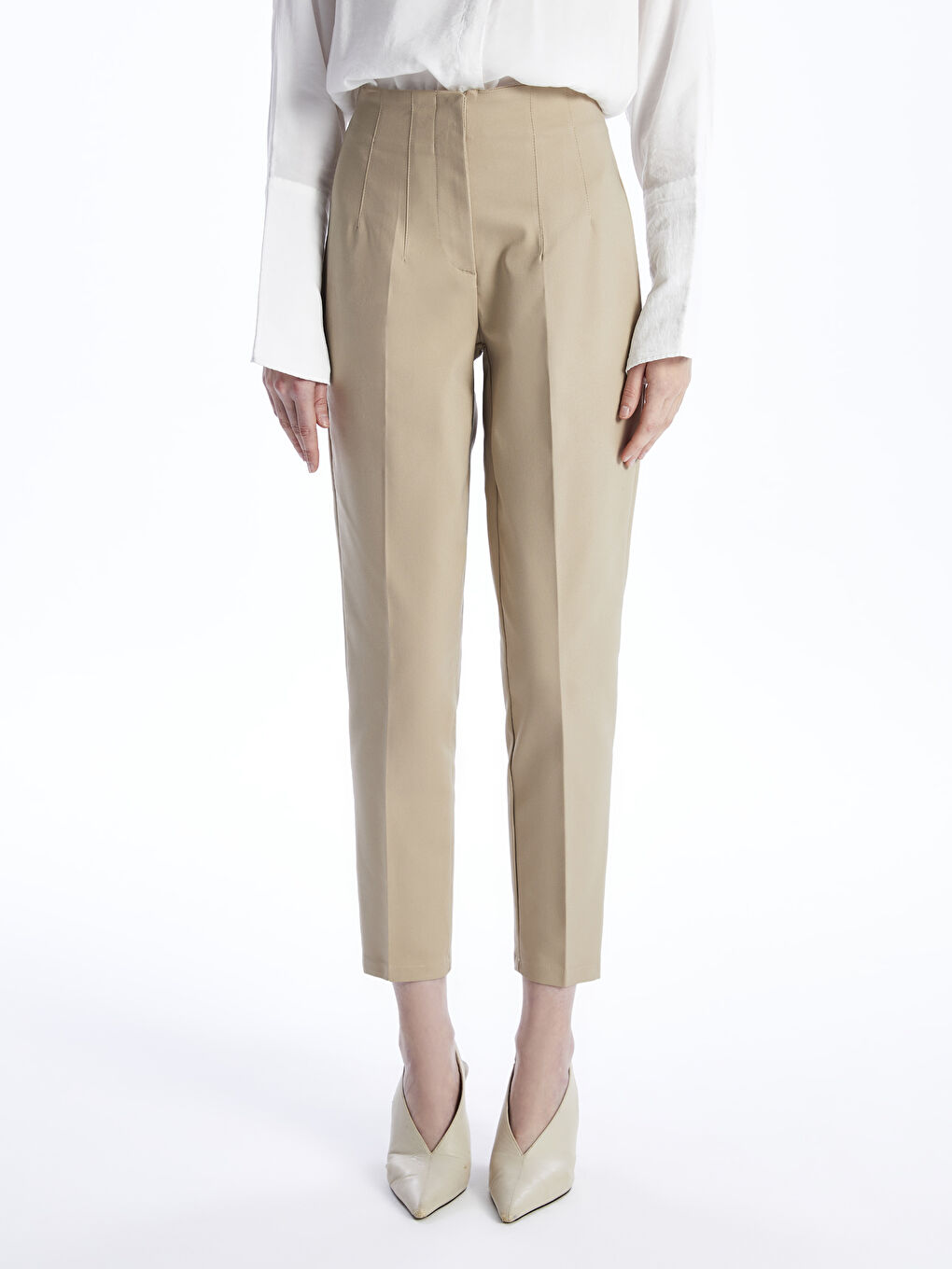 بنطلون وسط عالي بقصة كاروت للسيدات-2