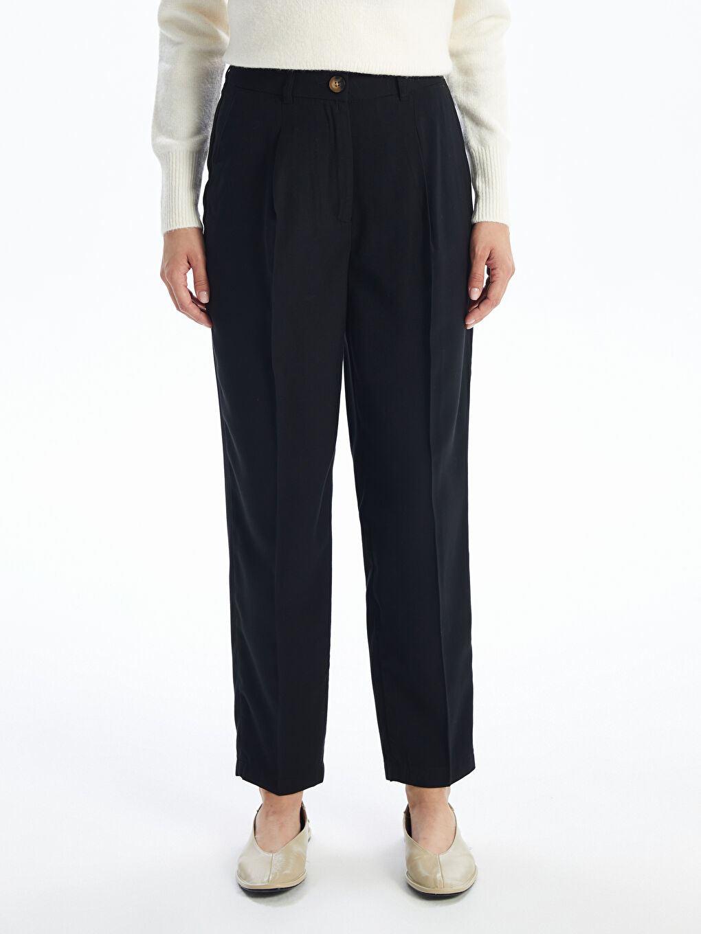 Elastic Waist Carrot Fit Women's Trousers-1