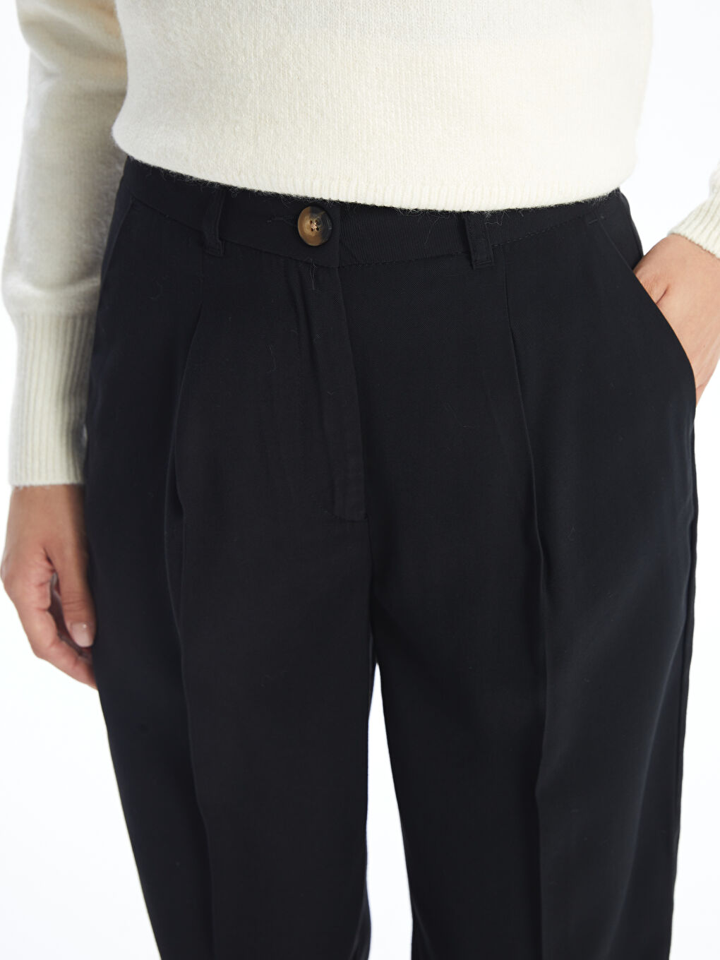 Elastic Waist Carrot Fit Women's Trousers-2