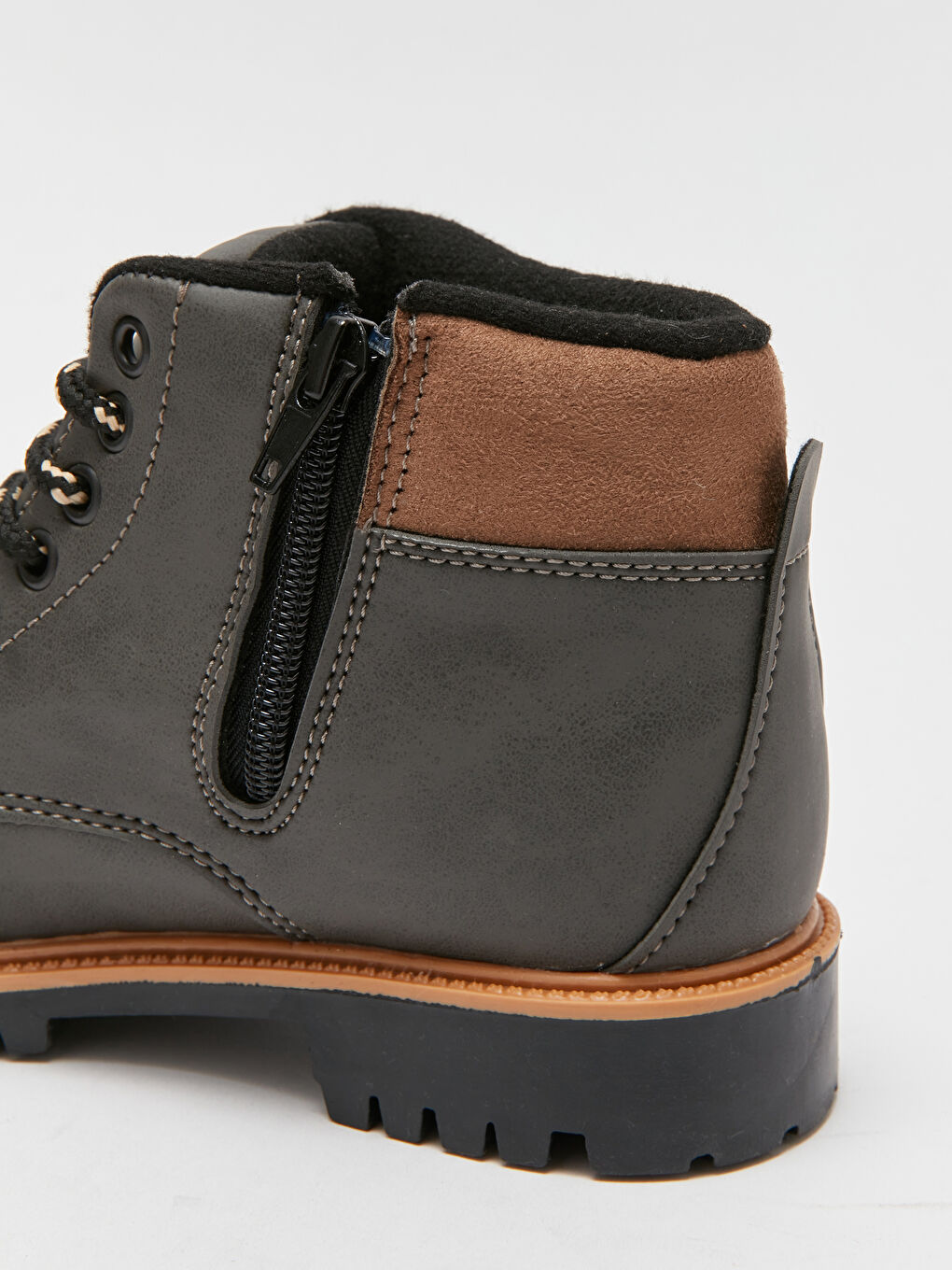 Antrasit Deri Görünümlü Erkek Çocuk Bot-5