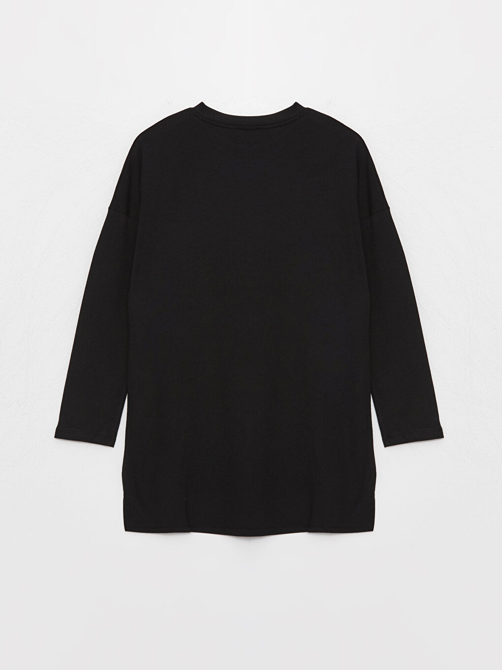 Siyah Dik Yaka Baskılı Uzun Kollu Kadın Tunik-6