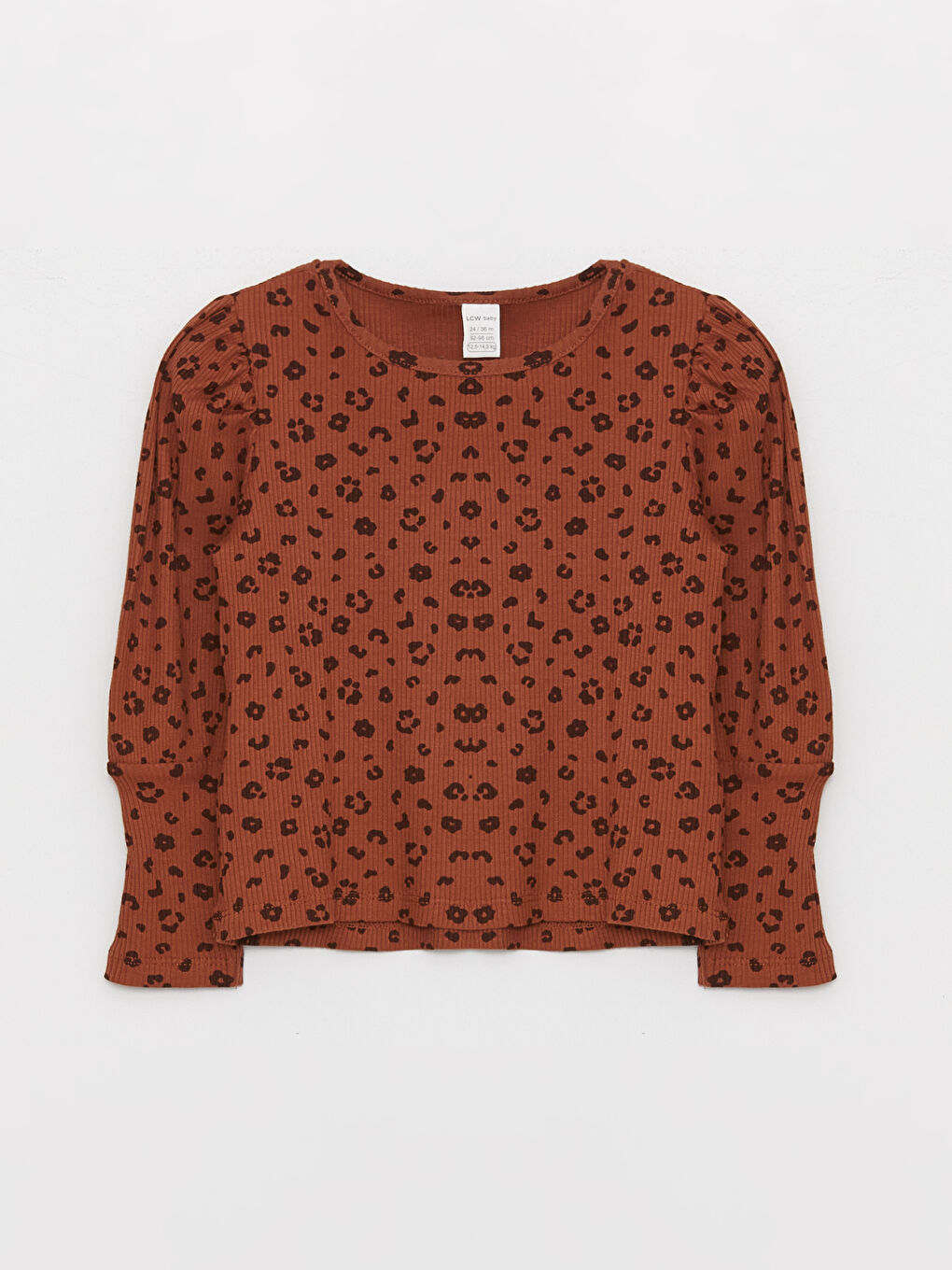 Kahverengi Bisiklet Yaka Uzun Kollu Kız Bebek Tişört