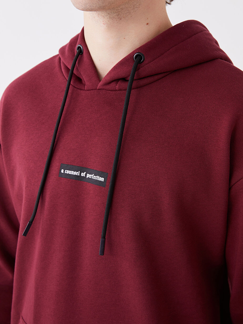 LCW Casual Bordo Uzun Kollu Baskılı Erkek Hoodie - 3