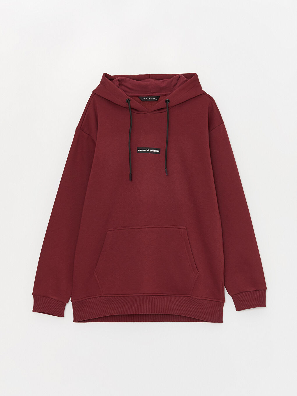 LCW Casual Bordo Uzun Kollu Baskılı Erkek Hoodie - 5