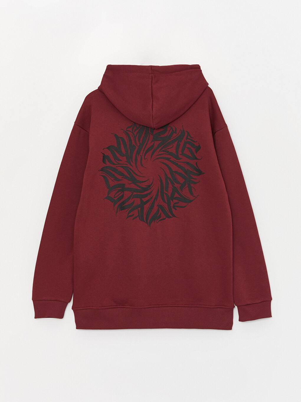 LCW Casual Bordo Uzun Kollu Baskılı Erkek Hoodie - 7