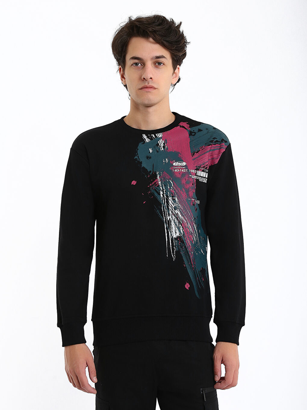 Crew Neck Printed Men's Thick Sweatshirt-1